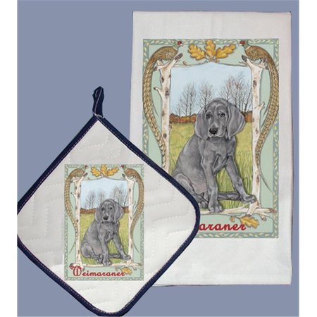 BAKEBETTER Dish Towel and Pot Holder Set - Weimaraner BA2633801